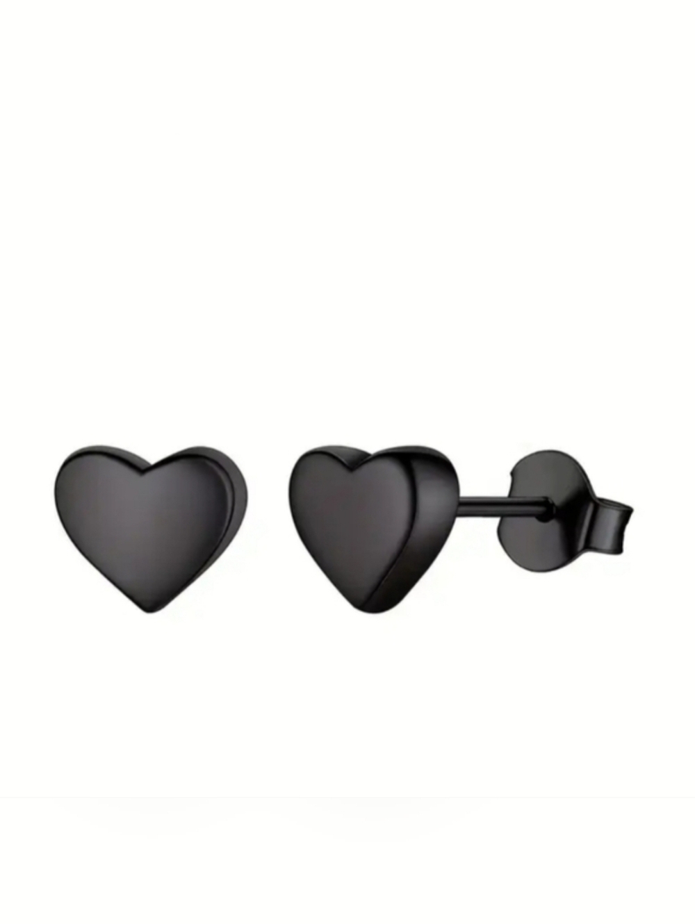 Black Titanium Steel Heart Stud Earrings